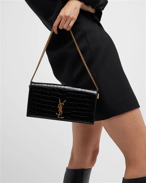 Saint Laurent Kate YSL Clutch Bag in Croc